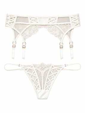 HONEY BIRDETTE LORENA BRIEF (XS) & SUSPENDER (XS) IVORY - BNWT